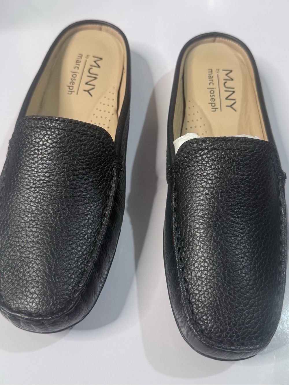 Marc Joseph Black Leather Penny Loafers for Women